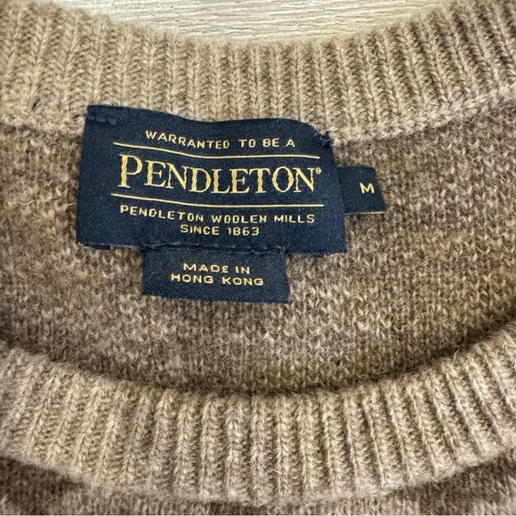 Pendleton Harding Southwestern Geometric Tan Brown Wool Sweater Women’s Medium - Picture 3 of 9